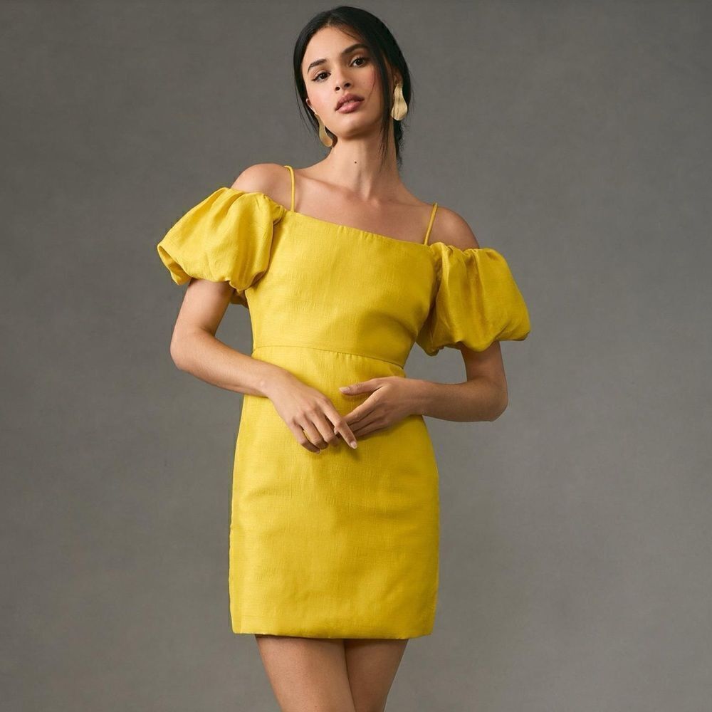 Anthropologie Let Me Be Slim Off the Shoulder Puff Sleeve Dress NWT